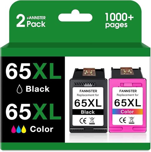 خراطيش حبر 65XL بديلة لحبر HP Ink 65 XL لطابعات HP65 5055 5000 5052 5010 5070 5014 3755 3700 3772 2600 3752 2652 2655 2622 2640 (أسود ثلاثي الألوان، حزمة كومبو) in Kuwait