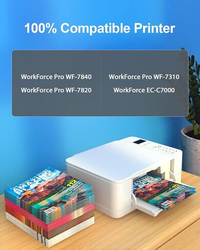 استبدال خرطوشة الحبر المعاد تصنيعها لخراطيش الحبر Epson 812XL كومبو حزمة عالية الإنتاجية للطابعة Workforce Pro WF-7840 WF-7820 WF-7310 EC-C7000 أحدث شريحة (5 عبوات) in Kuwait