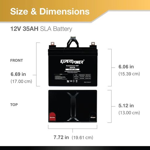 ExpertPower 2 حزمة EXP35 AGM بطارية 12V 35Ah - بطارية حمض الرصاص المختومة 12 فولت لركوب جزازة العشب وتخزين الطاقة الشمسية والكراسي المتحركة وبطاريات سكوتر التنقل القابلة لإعادة الشحن in Kuwait