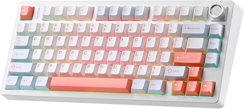 N75 V2 Pink Mechanical Keyboard,75% Layout with Knob,2.4GHz/BT/Wired Tri-Mode Wireless Keyboard, Clear Keycaps Gasket Hot Swappable Gaming Keyboard,Linear Switches, RGB Backlit for Win & Mac in Kuwait