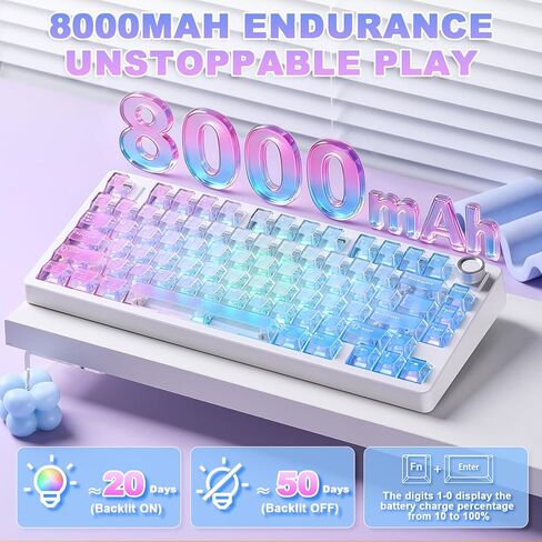 N75 V2 Pink Mechanical Keyboard,75% Layout with Knob,2.4GHz/BT/Wired Tri-Mode Wireless Keyboard, Clear Keycaps Gasket Hot Swappable Gaming Keyboard,Linear Switches, RGB Backlit for Win & Mac in Saudi Arabia