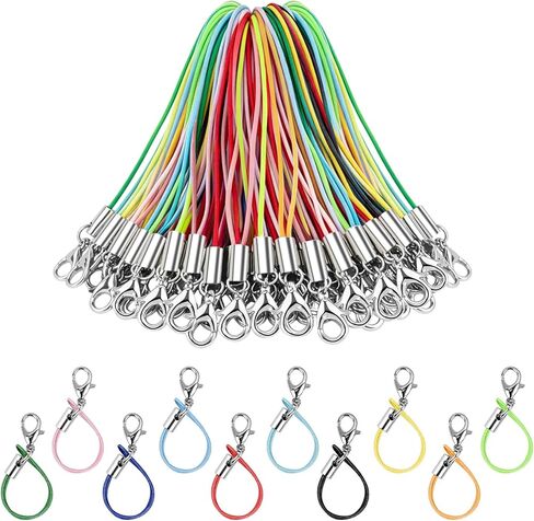 AUEAR, 50 Pack Lobster Clasp Cords Clasp Cord Strap Charm Mini Lariat Cord Strap for Cellphone Keychain DIY in Saudi Arabia