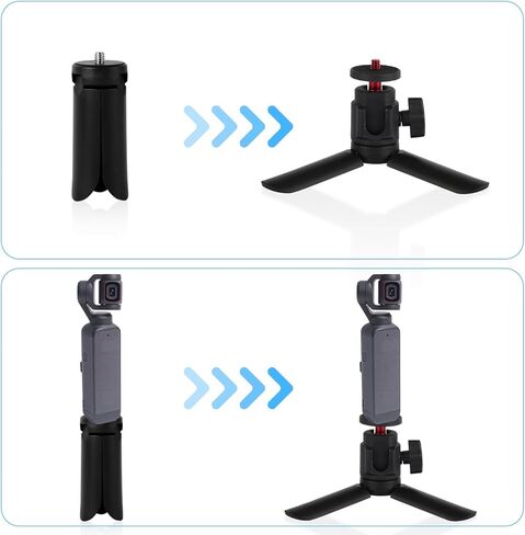 حامل ثلاثي صغير لكاميرا DJI Osmo Pocket 3 & 2، حامل ثلاثي محمول حامل ثلاثي القوائم أسود عصا سيلفي متوافقة مع Osmo Pocket 3 & 2 in Kuwait
