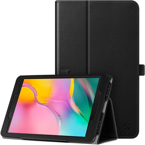 حافظة Fintie Folio لهاتف Samsung Galaxy Tab A 8.0 2019 بدون طراز S Pen (SM-T290 Wi-Fi، SM-T295 LTE)، [حماية الزوايا] غطاء حامل من الجلد النباتي الفاخر، أسود in Kuwait