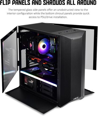 حافظة Lian Li LANCOOL II MESH C Performance E-ATX Mid Tower مع زجاج مقسى 4 مم ومراوح PWM أمامية 2 × 140 مم ومروحة خلفية 1 × 120 - أسود (LAN2MPX) in Kuwait