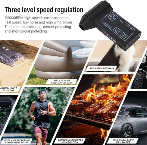 Luocute Electric Air Duster, 130000RPM Powerful Cordless Blower with Rechargeable 4000mAh Battery and 3 Speed Adjustable, for Computer Keyboard Car Home Outdoor Cleaning in Kuwait