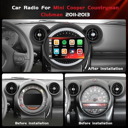 راديو سيارة 4+128 جيجابايت Android 15 لسيارة Mini Cooper Countryman/Clubman 2011 2012 2013 Carplay Android Auto، Realdio 9 بوصة 1280 * 720P شاشة لمس داخلية مع WiFi Bluetooth5.0 GPS FM/RDS EQ كاميرا احتياطية MIC in Kuwait