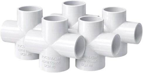(20 PACK) PVC Cross Fitting, 3/4 in. Schedule 40, Socket, White 3/4" (SxSxSxS) PVC in Kuwait