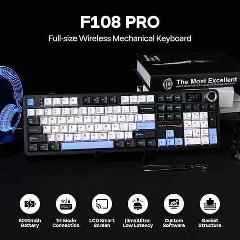 EPOMAKER X Aula F108 PRO Wireless Gaming Keyboard with Screen Roseveil Silent Keyboard Switch in Kuwait