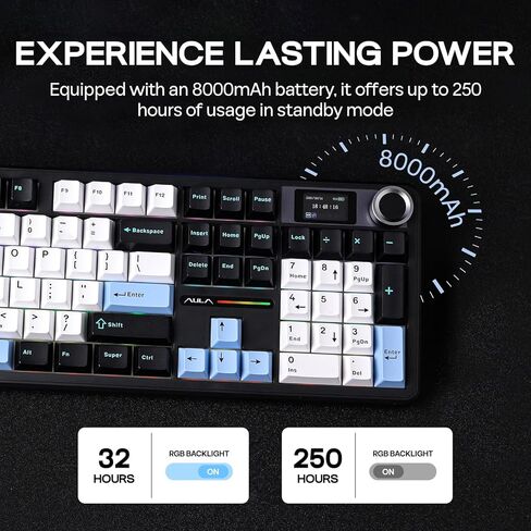 EPOMAKER X Aula F108 PRO Wireless Gaming Keyboard with Screen Roseveil Silent Keyboard Switch in Kuwait