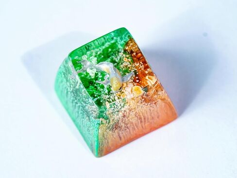 Red Koi Golden Wave Background Ocean Keycap Custom Keyboard Key caps Cute Keycap Artisan Keycaps Aesthetic Key Cap Ocean Gifts Cherry MX Mechanical Keyboard SA Profile 1U in Kuwait