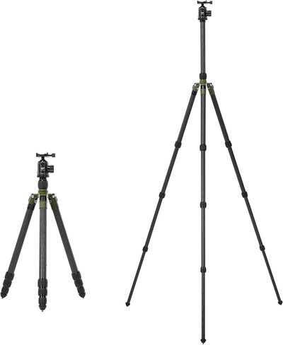 73" Carbon Fiber Shooting Tripod with Telescopic 3 Section Center Axes, 360° Panorama Ballhead, 1/4" Quick Release Plate Rifle Tripod for Hunting, Camera, Max Load 110lb in Kuwait