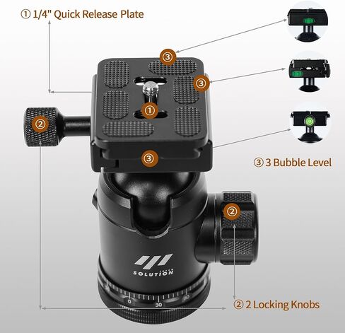73" Carbon Fiber Shooting Tripod with Telescopic 3 Section Center Axes, 360° Panorama Ballhead, 1/4" Quick Release Plate Rifle Tripod for Hunting, Camera, Max Load 110lb in Kuwait