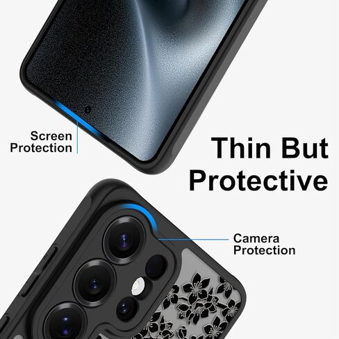 Cute Case for Samsung Galaxy S26 Ultra Case with Stand [ Compatible with MagSafe ] Kawaii Black Cat & Floral & Butterflies Pattern 360 Magnetic Ring Kickstand Phone Cover for Women Girls Boys in Saudi Arabia