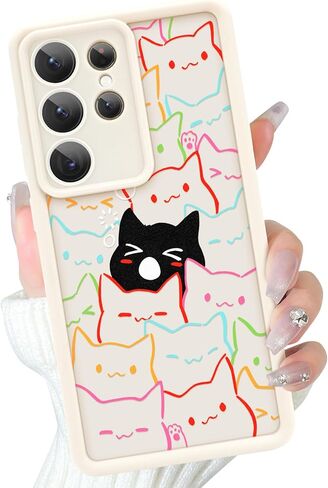 Cute Case for Samsung Galaxy S26 Ultra Case with Stand [ Compatible with MagSafe ] Kawaii Black Cat & Floral & Butterflies Pattern 360 Magnetic Ring Kickstand Phone Cover for Women Girls Boys in Saudi Arabia