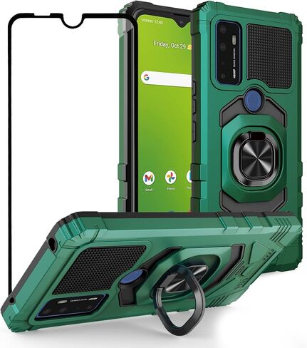 Ailiber for AT&T Radiant Max 5G 6.8 بوصة/Cricket Dream 5G /AT&T Fusion 5G/Cricket Innovate 5G حافظة هاتف مع واقي شاشة، مسند تثبيت مغناطيسي على شكل حلقة للسيارة، غطاء واقٍ متين لـ Dream-Black in Kuwait