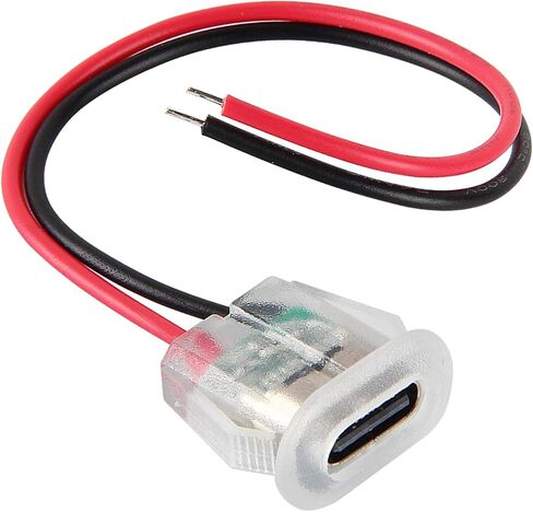 5 قطعة موصل USB من النوع C أنثى 2Pin مع LED من النوع C مقاوم للماء مع مقبس أنثى شحن سريع جاك منفذ شحن USB-C مقبس توصيل الشاحن in Kuwait