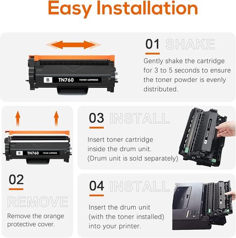 TN760 Toner Cartridge and DR730 Drum Unit Compatible with Brother TN730 TN-730 DR730 DR 730 Work with DCP-L2550DW HL-L2350DW HL-L2390DW MFC-L2710DW MFC-L2750DW(2 Toners, 1 Drum, 3 Pack) in Kuwait