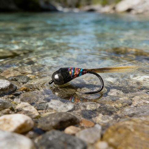 6pcs Tungsten Perdigon Nymph Fly Fishing Lures, Fast Sinking Euro Nymphs for Trout & Grayling, Barbless Jig Bead Head Flies in Kuwait