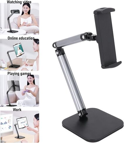حامل تابلت يونسيتي يدور 360 درجة، حامل هاتف قابل للطي للهواتف اللوحية مقاس 4.7 إلى 12.9 بوصة، مع قاعدة قوية من سبائك الألومنيوم ووسادة مضادة للانزلاق in Kuwait