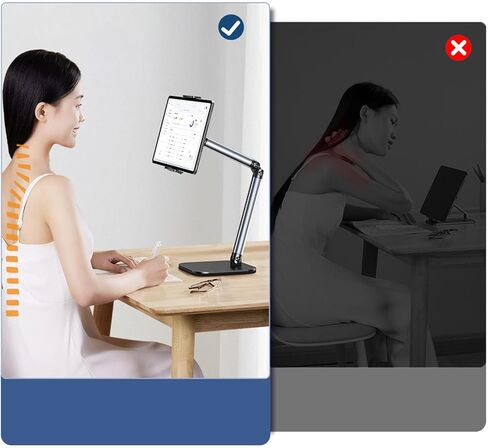 حامل تابلت يونسيتي يدور 360 درجة، حامل هاتف قابل للطي للهواتف اللوحية مقاس 4.7 إلى 12.9 بوصة، مع قاعدة قوية من سبائك الألومنيوم ووسادة مضادة للانزلاق in Kuwait
