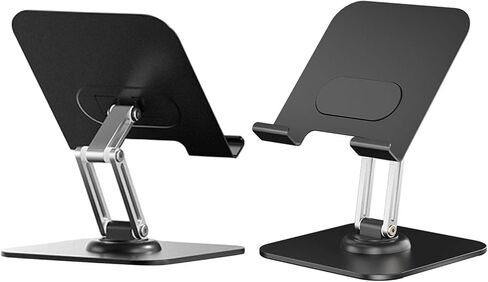 SUNGOOYUE Foldable Tablet Stand, 360 Degree Rotating Adjustable Aluminum Alloy Desktop Phone Holder with Anti Slip Silicone Pads, for Pro 12.9in 11in Air Tab Home Kitchen (Black) in Saudi Arabia