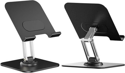 SUNGOOYUE Foldable Tablet Stand, 360 Degree Rotating Adjustable Aluminum Alloy Desktop Phone Holder with Anti Slip Silicone Pads, for Pro 12.9in 11in Air Tab Home Kitchen (Black) in Saudi Arabia
