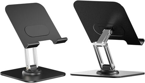 SUNGOOYUE Foldable Tablet Stand, 360 Degree Rotating Adjustable Aluminum Alloy Desktop Phone Holder with Anti Slip Silicone Pads, for Pro 12.9in 11in Air Tab Home Kitchen (Black) in Saudi Arabia