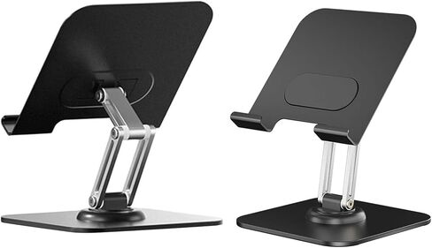SUNGOOYUE Foldable Tablet Stand, 360 Degree Rotating Adjustable Aluminum Alloy Desktop Phone Holder with Anti Slip Silicone Pads, for Pro 12.9in 11in Air Tab Home Kitchen (Black) in Saudi Arabia