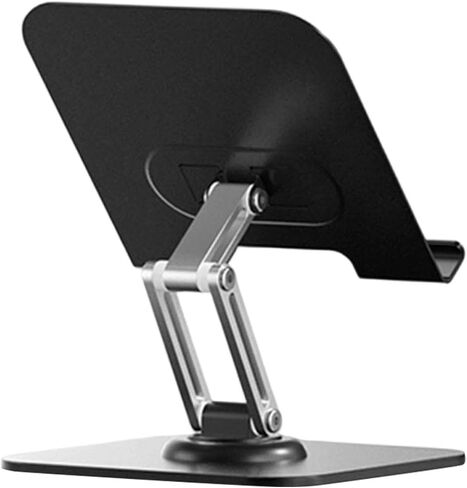 SUNGOOYUE Foldable Tablet Stand, 360 Degree Rotating Adjustable Aluminum Alloy Desktop Phone Holder with Anti Slip Silicone Pads, for Pro 12.9in 11in Air Tab Home Kitchen (Black) in Saudi Arabia