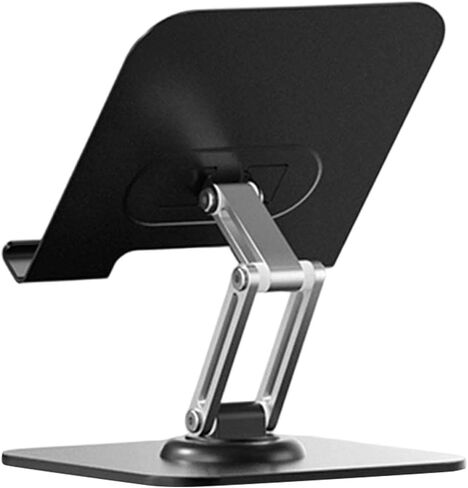 SUNGOOYUE Foldable Tablet Stand, 360 Degree Rotating Adjustable Aluminum Alloy Desktop Phone Holder with Anti Slip Silicone Pads, for Pro 12.9in 11in Air Tab Home Kitchen (Black) in Saudi Arabia