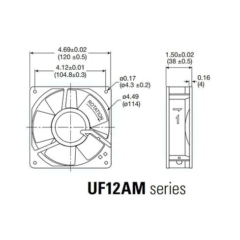 ميكاترونكس 120 × 120 × 38 ملم 230 فولت مروحة درجة حرارة عالية UF12AM23-BTHR-F832 in Kuwait