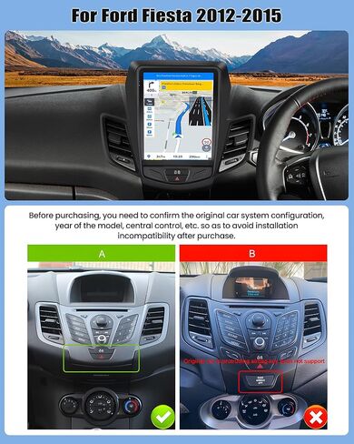 [4G+64G] ستيريو سيارة Android 15 لسيارة Ford Fiesta 2009-2016 مع CarPlay Android Auto، راديو سيارة بشاشة لمس 9.7 بوصة مع رابط مرآة WiFi/GPS، بلوتوث، FM/RDS، SWC EQ+كاميرا احتياطية in Kuwait