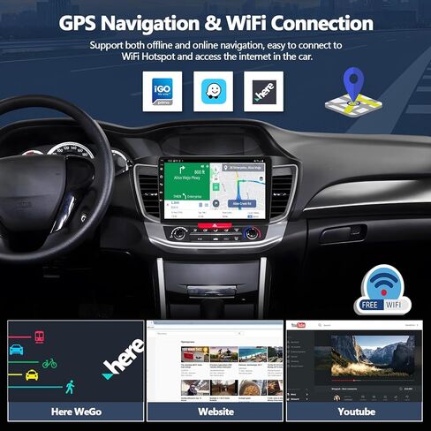 CAMECHO 4G+64G for Honda Accord 2013-2016 (w/o OEM Screen) Android 15 Car Stereo with Wireless CarPlay Android Auto 10" 1280 * 720 Touch Screen Head Unit with GPS Bluetooth 5.0 32EQ FM Backup Camera in Kuwait