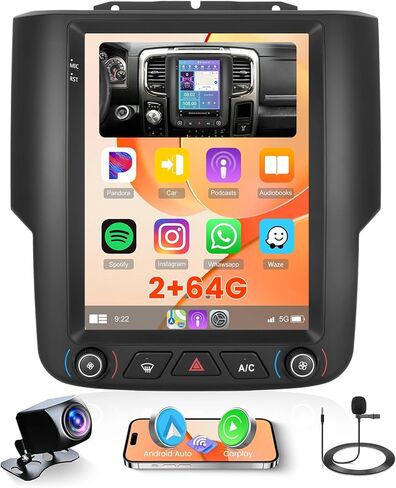 Inefala 2+64G Radio for Dodge Ram 1500 2500 3500 2013-2018 (Auto A/C) CarPlay Car Stereo Android 15 Touchscreen 9.7" Android Auto Backup Camera GPS EQ 10UI in Kuwait
