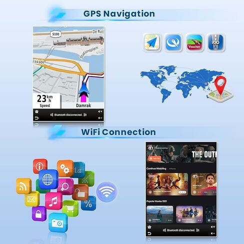 Inefala 2+64G Radio for Dodge Ram 1500 2500 3500 2013-2018 (Auto A/C) CarPlay Car Stereo Android 15 Touchscreen 9.7" Android Auto Backup Camera GPS EQ 10UI in Kuwait