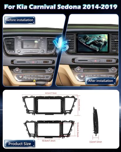 ستيريو سيارة 4G+128G لسيارة Kia Carnival Sedona 2014 2015 2016 2017 2018 2019 مع Carplay اللاسلكي وAndroid Auto - راديو بشاشة لمس 9 بوصة Android 15 مع EQ/5G WiFi/GPS/SWC، كاميرا الرؤية الخلفية AHD in Kuwait