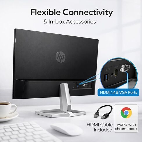 شاشة HP Series 5 مقاس 24 بوصة بدقة FHD، ومعدل تحديث 100 هرتز، وشاشة IPS بدقة 1080 بكسل مع تباين 1500:1، وسطوع 300 شمعة في المتر المربع، و99% sRGB وEyesafe، سهولة العين المعتمدة، وتعديل الإمالة، ومنافذ HDMI وVGA in Kuwait