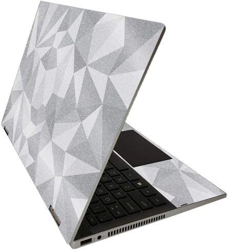 MightySkins Glossy Glitter Skin for HP Pavilion x360 14" (2020) - Gray Polygon | Protective, Durable High-Gloss Glitter Finish | Easy to Apply, Remove, and Change Styles | Made in The USA in Kuwait
