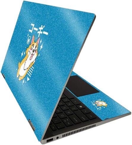 MightySkins Glossy Glitter Skin for HP Pavilion x360 14" (2020) - Corgi Kawaii | Protective, Durable High-Gloss Glitter Finish | Easy to Apply, Remove, and Change Styles | Made in The USA in Kuwait