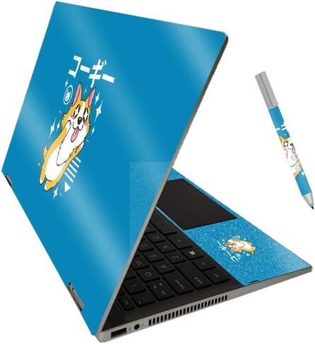 MightySkins Glossy Glitter Skin for HP Pavilion x360 14" (2020) - Corgi Kawaii | Protective, Durable High-Gloss Glitter Finish | Easy to Apply, Remove, and Change Styles | Made in The USA in Kuwait