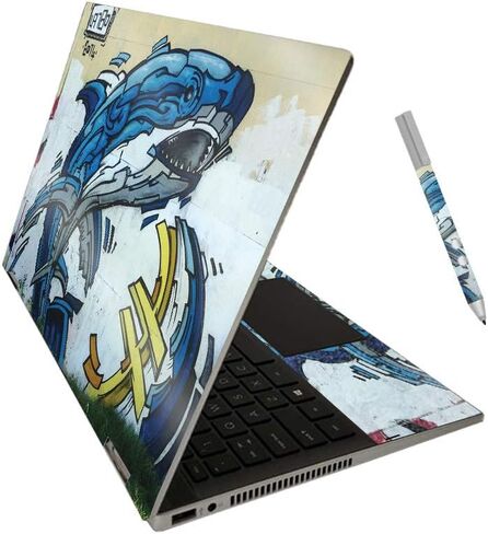 غلاف لامع لامع من MightySkins لجهاز HP Pavilion x360 14 بوصة (2020) - Robo Shark | لمسة نهائية لامعة واقية ومتينة شديدة اللمعان | سهلة التطبيق والإزالة وتغيير الأنماط | صنع في الولايات المتحدة الأمريكية in Kuwait