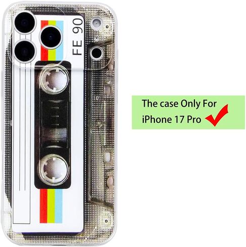 Compatible with iPhone 17 Pro Cassette case,Unique Retro Mixtape Design Soft Cool Tape Music Phone Cover for Apple iPhone 17 Pro White in Kuwait