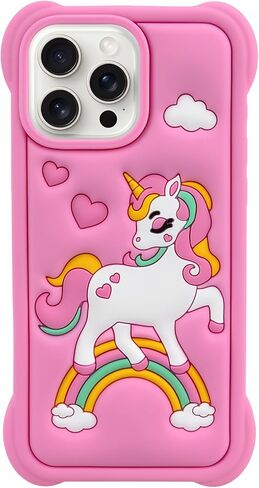 Cute Pink Rainbow Unicorn Case Compatible with iPhone SE 2020/ SE 2022, Kawaii Horse iPhone 6/ 6s/ 7/8 Cases, Funny Animal 3D Cartoon Soft Silicone Full Protection Cover for Girls Kids Women in Saudi Arabia