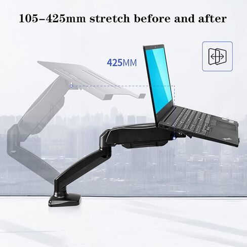 Monitor Desk Mount Monitor Mount Stand Laptop Mount with Gas Spring System, Height/Tilt/Rotation Adjustable Stand with C Clamp Mounting Base Fits 7"- 17" Laptops Computer in Kuwait