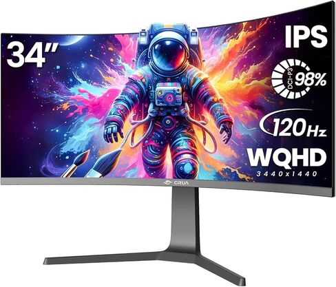 CRUA 27 Inch Curved Gaming Monitor,Full HD(1920x1080P) VA Panel 1800R 240Hz Refresh Rate Computer Monitor with Blue Light Filter,for Gaming & Office(DP,HDMI) - Wall Mountable, Black in Kuwait