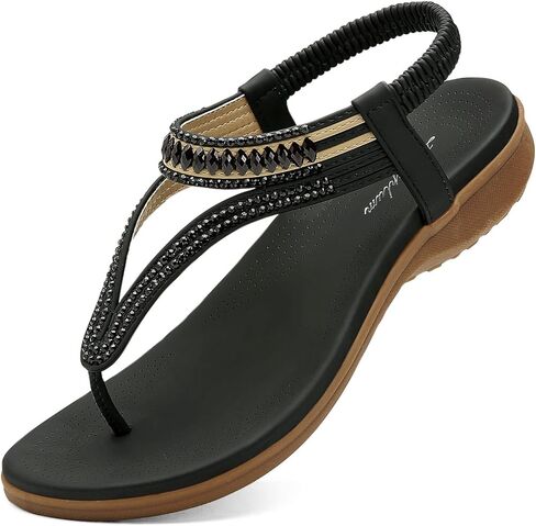 Littleplum المرأة الصنادل قوس دعم Slingback الصنادل الصيف أحذية الشاطئ الكاحل حزام ثونغ الصنادل المسطحة المرنة للنساء in Kuwait