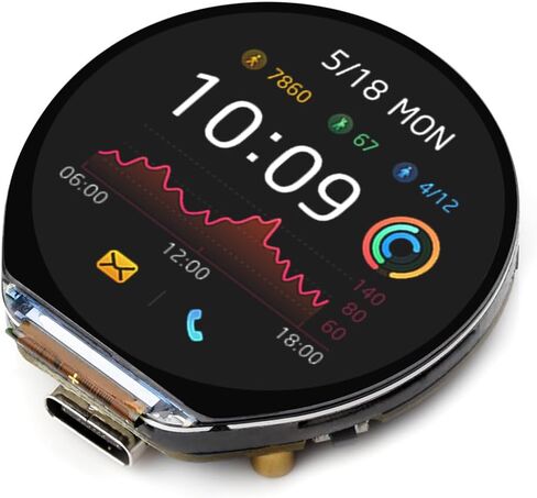 KLAYERS RP2350 All in One High-Performance Development Board with 1.46inch Round Display,480x480 IPS Capacitive Touchscreen, 6-Axis IMU, RTC, and Dual-Core ARM/RISC-V Processing,Without Cover Glass in Kuwait