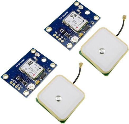 hiBCTR 2-Pack تحديد المواقع المنطق العقدة - GY-NEO6MV2 مكون الحصول على البيانات مع عنصر إشارة السيراميك، تخزين EEPROM، 3-5V للنماذج الأولية ومشاريع MCU in Kuwait