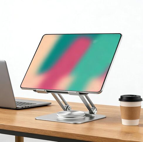 حامل تابلت POCREATION، حامل تابلت دوار 360 درجة قابل للتعديل، قاعدة معدنية صلبة مرجحة لجميع الأجهزة اللوحية 13 بوصة in Kuwait